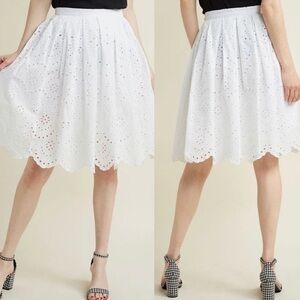 ModCloth White Lace Eyelet A-Line Skirt 1X